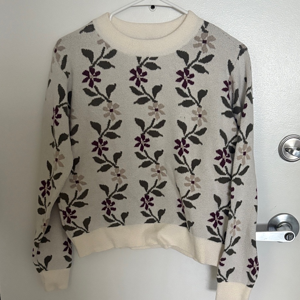 Ann Taylor Cream Floral Sweater